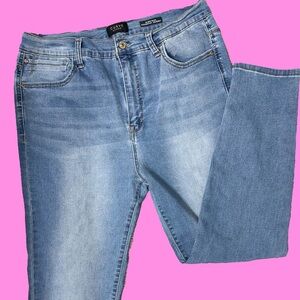 Blue High Rise Jeans with Natural Fading
